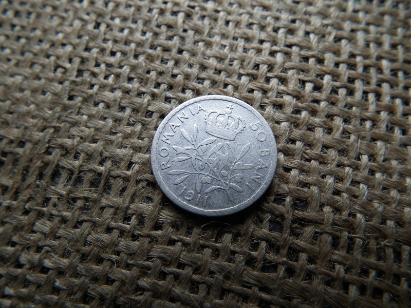 Románia , ezüst 50 bani 1911