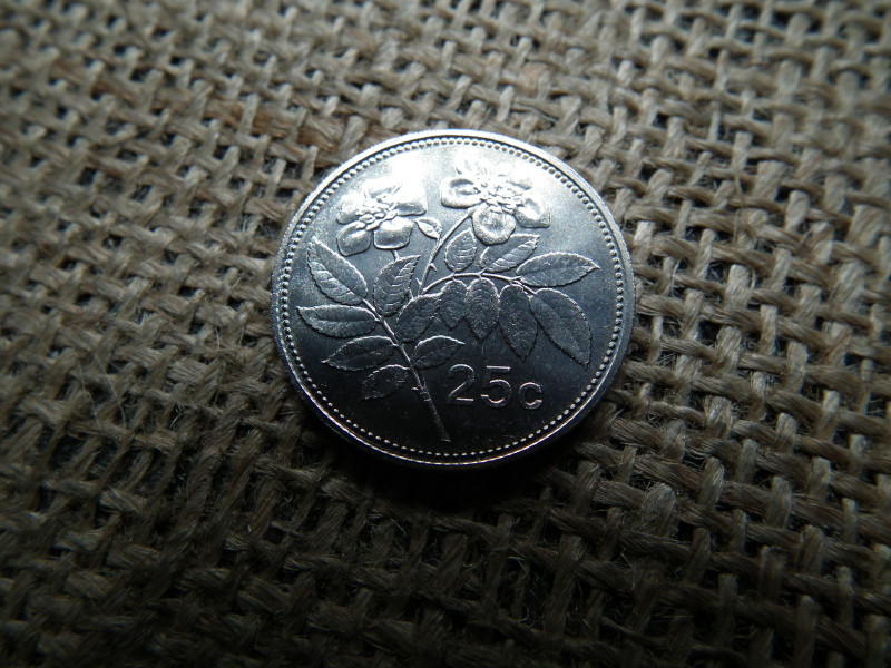 Málta 25 cents 1998 , cent ,   Verdefényes