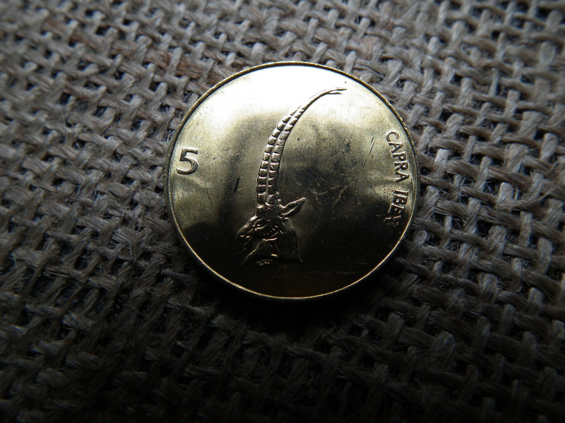 Szlovénia 5 Tolarjev 2000 , verdefényes 