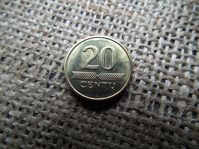 Litvánia 20 centu 1999 , verdefényes 