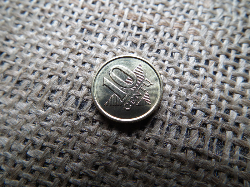 Litvánia 10 centu 1998 , verdefényes