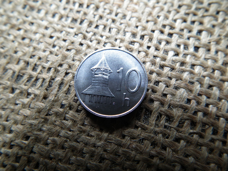 Szlovákia 10 halierov 2002 , verdefényes 