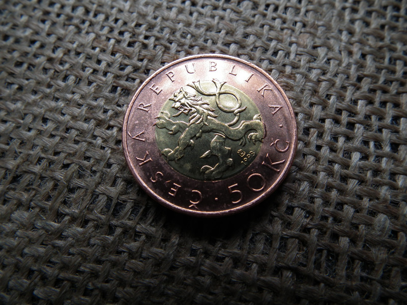 Csehország 50 korona 1993 , korun , verdefényes