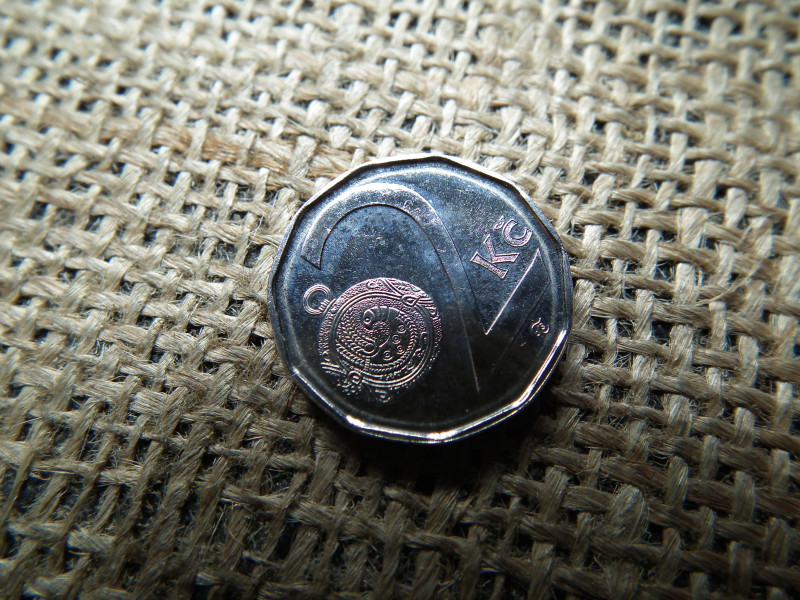 Csehország 2 korona 2002 , korun , verdefényes