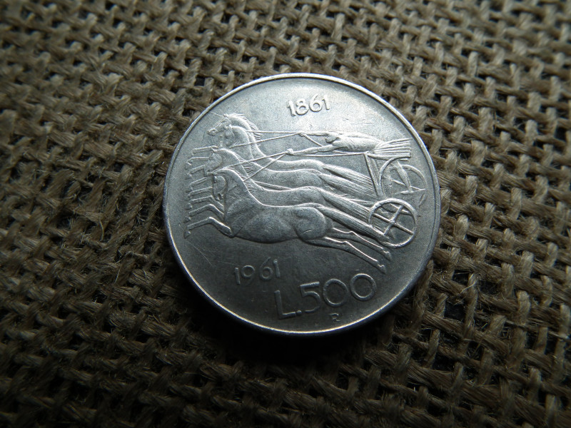 Olaszország , ezüst 500 líra 1961 , lire , egyesítésének centenáriuma