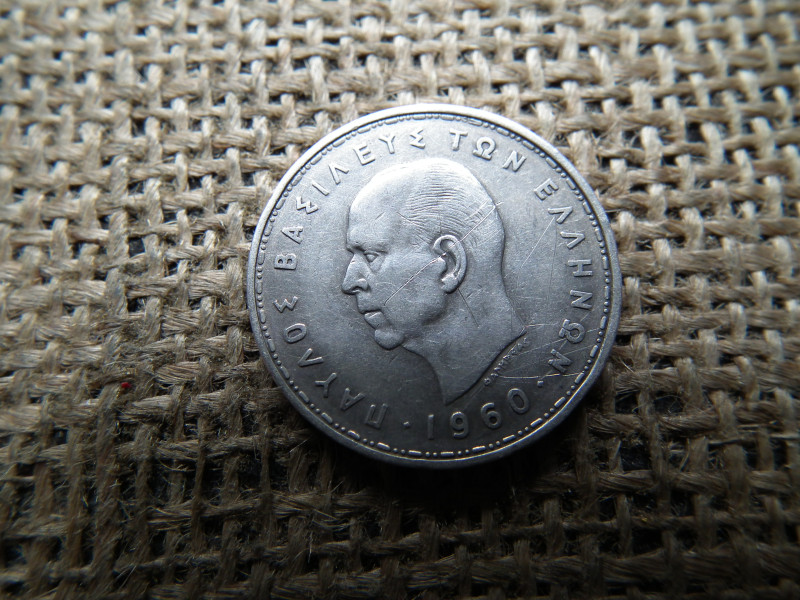 Görögország , ezüst 20 drachma 1960 , I. Pál
