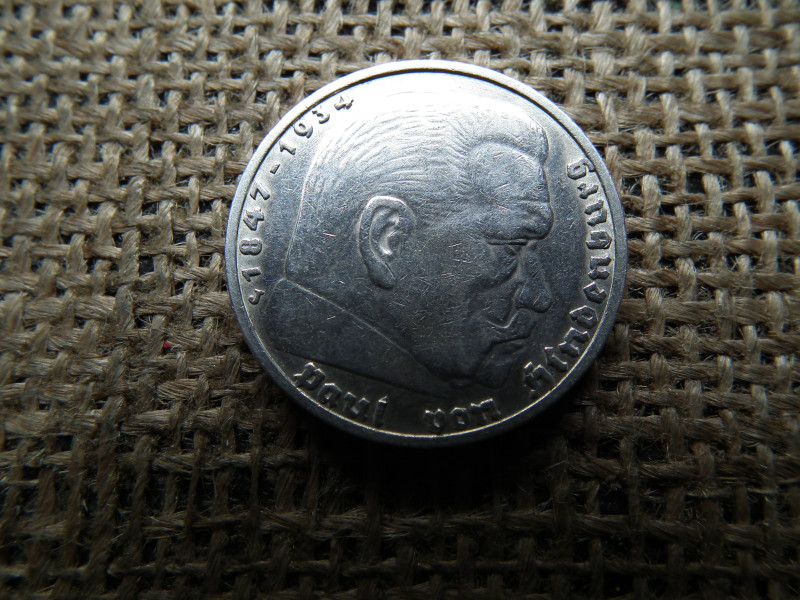 Birodalmi ezüst 5 márka 1936 J