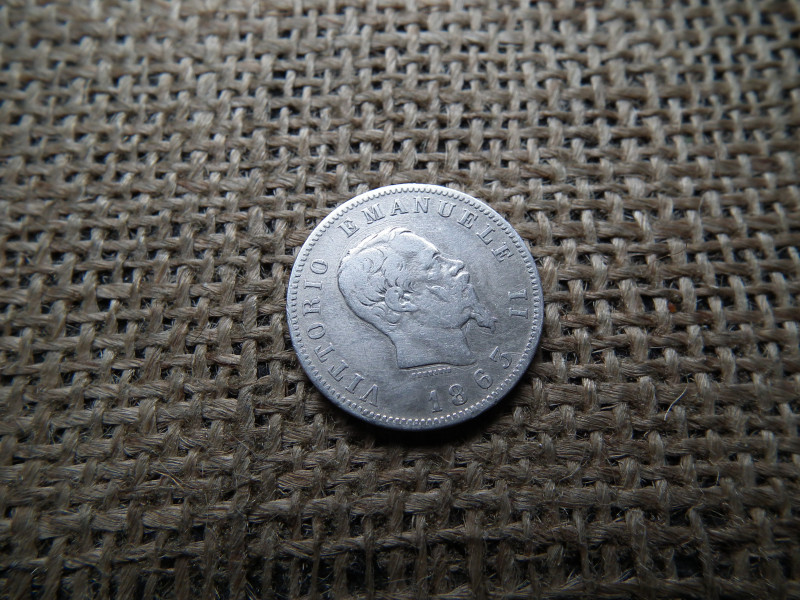 Olaszország , ezüst 1 líra 1863 , lira , 