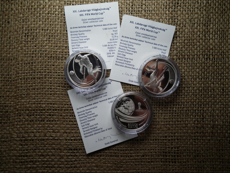 Ezüst , 5000 forint 2018 PP - FIFA Labdarúgó Világkupa Oroszország + certi ! Ár/db , D
