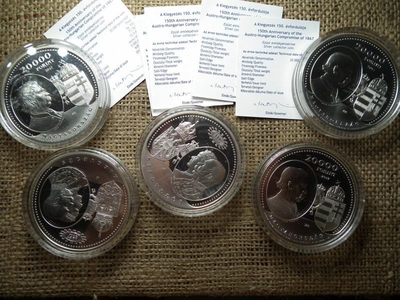 A KIEGYEZÉS 150. ÉVFORDULÓJA / ÓRIÁS EZÜST 20000 FORINT 2017 PP ! +certi , Ár/db , D