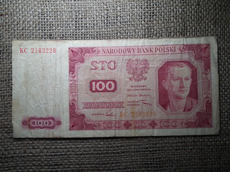 Lengyelország 100 Zlotys 1948 , zloty
