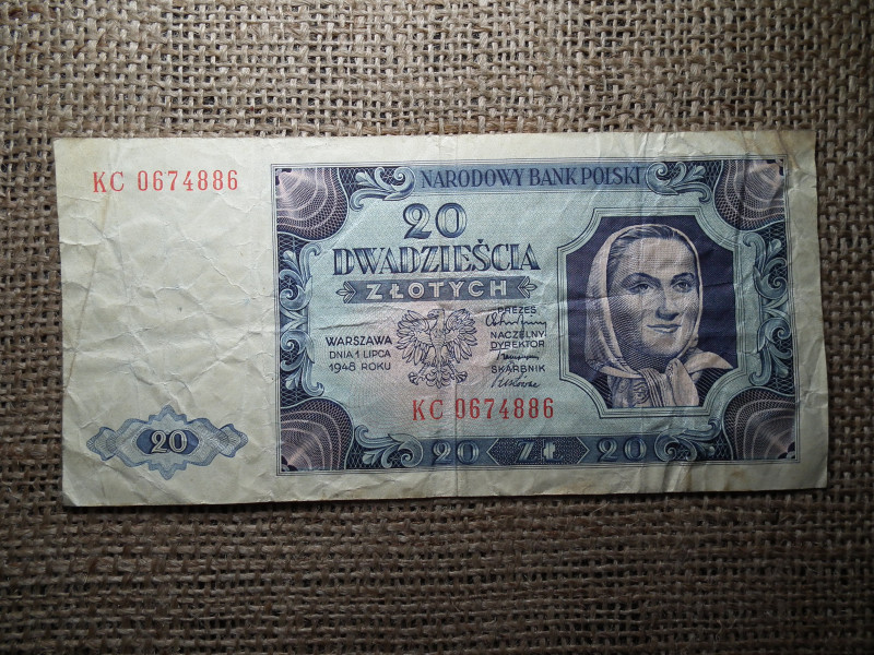 Lengyelország 20 Zlotys 1948 , zloty