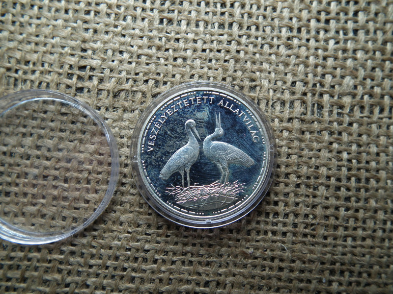 200 Forint 1992  / Ezüst / Veszélyeztetett állatvilág / Gólya / PP 