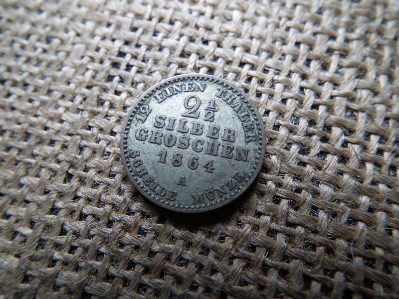 Porosz , ezüst 2 1/2 Silbergroschen 1864 , groschen – I. Vilmos