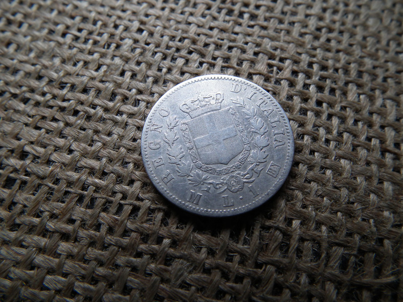 Olaszország ezüst 1 lira 1863 , lire ,
