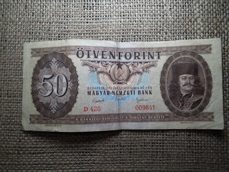 50 forint 1951 , Rákosi címer ,ritka  Vízjeles ! R 