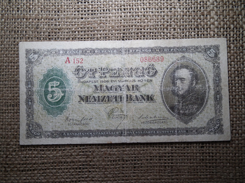 5 pengő 1926 , gyengébb , de eredeti , ritka ! 