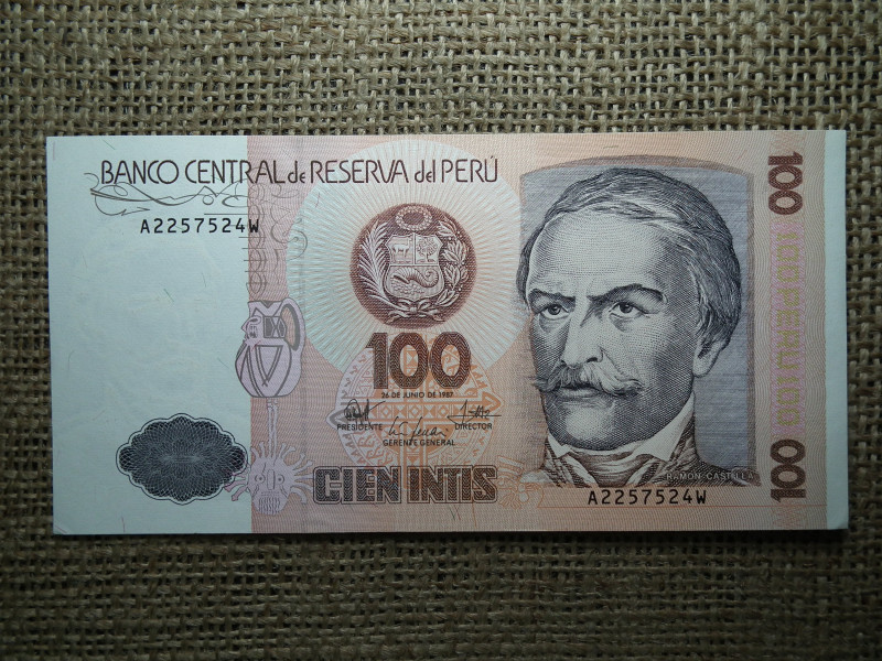 Peru 100 intis 1987 UNC A1