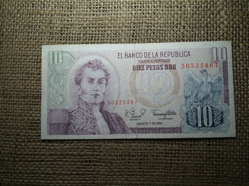 Kolumbia 10 pesos 1980 , A3