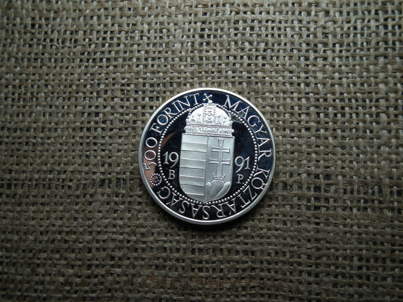 Ezüst 500 forint 1991 PP , János Pál Pápa