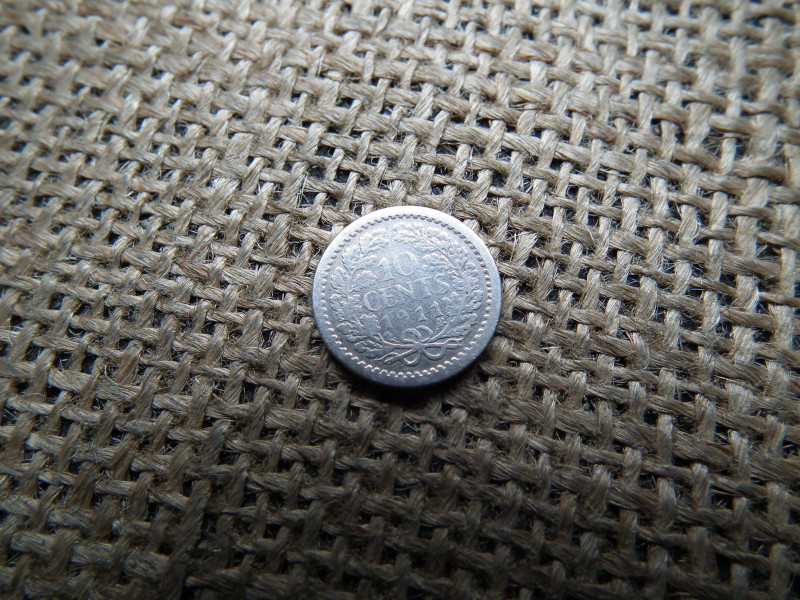 Hollandia , ezüst 10 cents 1911 , cent , anyaghibás, verdehibás 