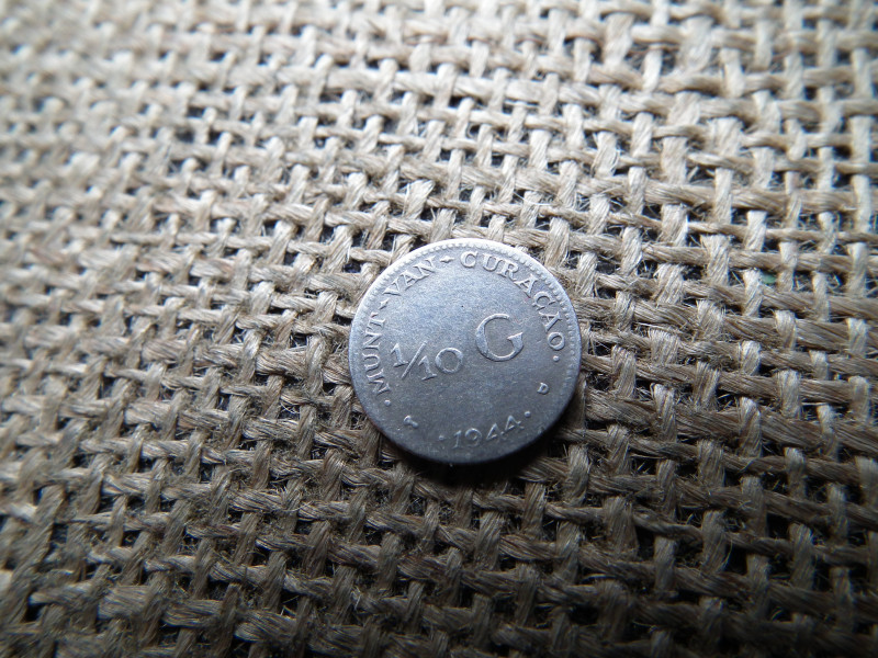 Hollandia , ezüst 1/10 gulden 1944 , 	Curaçao ( holland karibi )