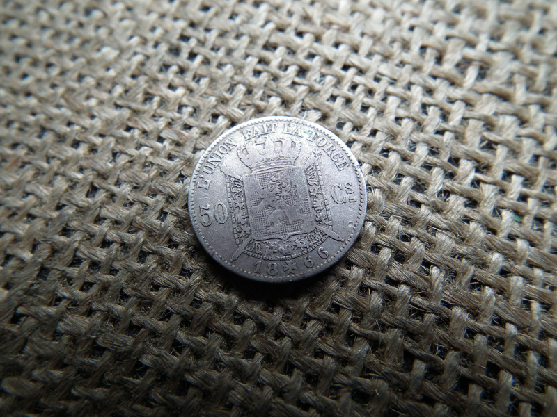 Belgium 50 centimes 1866 , cent 