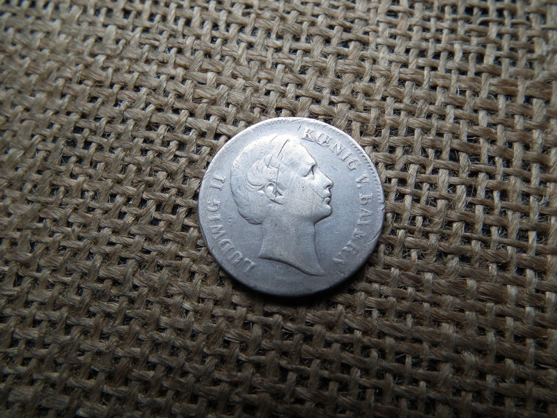 Bajor Királyság ( német államok ) ezüst 1/2 gulden 1869 , II. Lajos