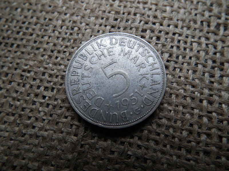 Németország , ezüst 5 márka 1951 G ,