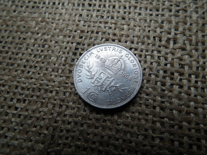 Ferenc József , ezüst 1 korona 1908 , corona 