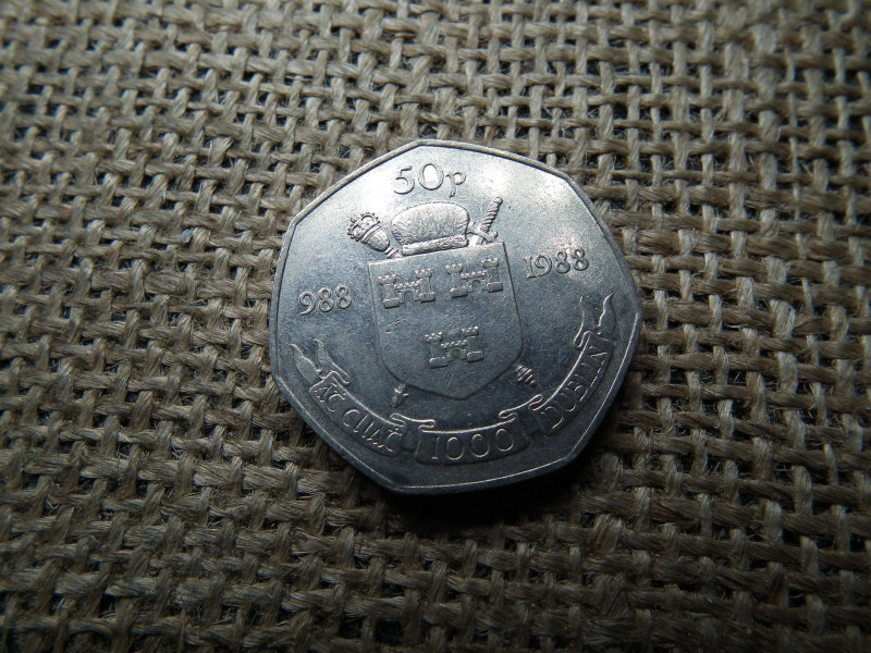 Írország 50 pence 1988 , Dublin Millennium 