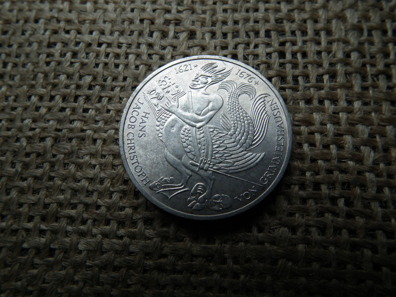 Németország , ezüst 5 márka 1976 D , Deutsche Mark von Grimmelshausen