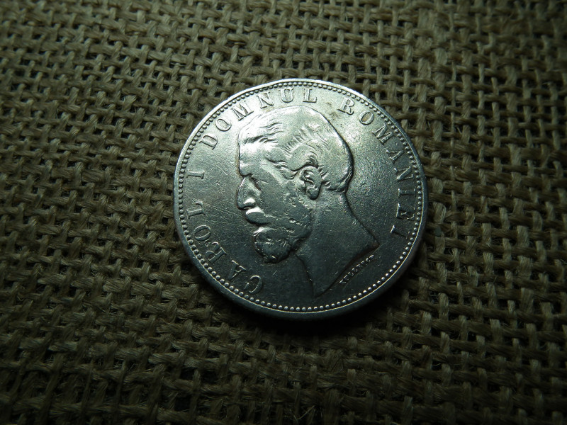 Románia , ezüst 5 lei 1881 , I. Károly 