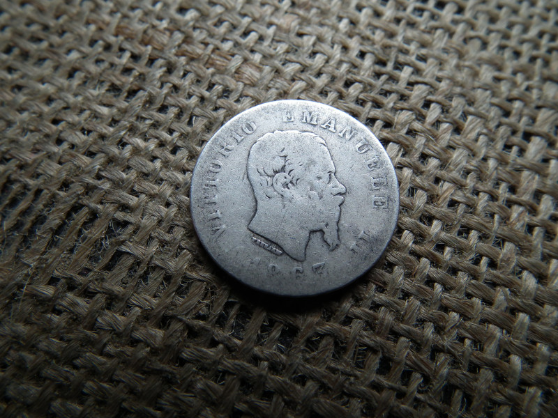 Olaszország , 1 lira 1863 , ezüst , T  BN , líra 