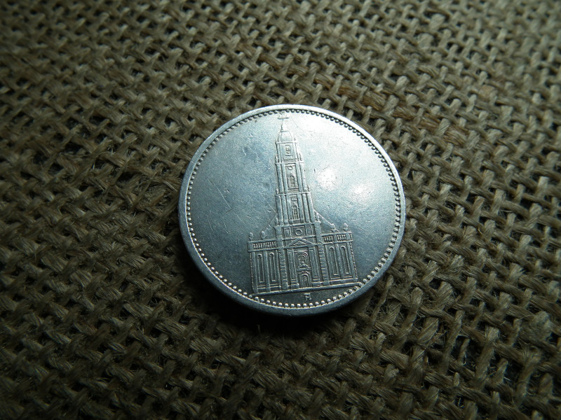 Birodalmi , ezüst 5 márka 1934 A , reichsmark , Templomos 