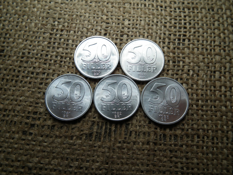 Verdefényes 50 fillér sor ! 1979 , 1980 , 1981 , 1982 , 1983 