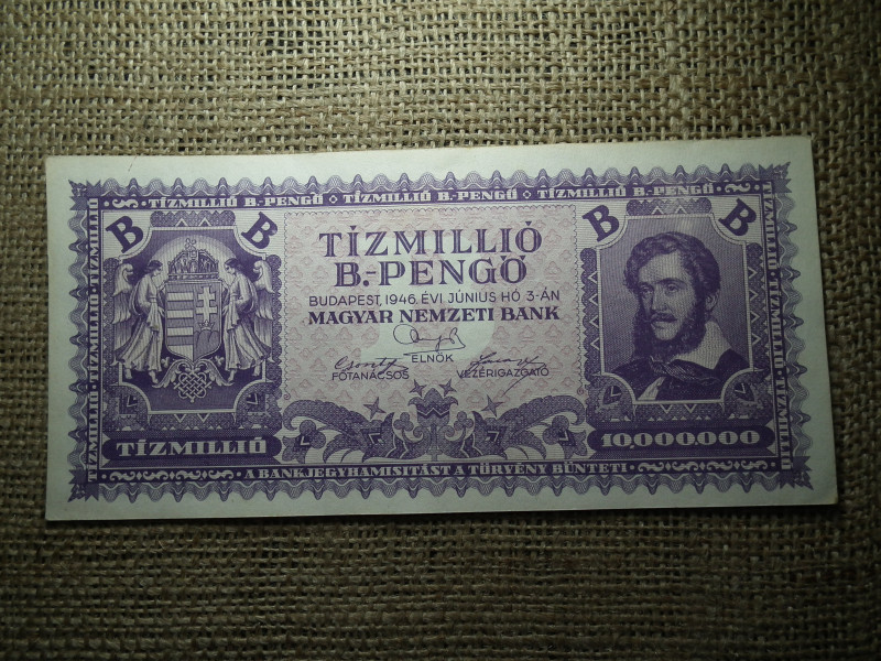 Tízmillió B.-pengő 1946 , hajtatlan 