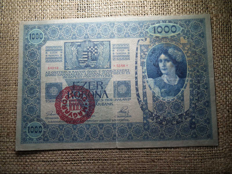 1000 korona 1902 , Magyarország felülbélyegzés 