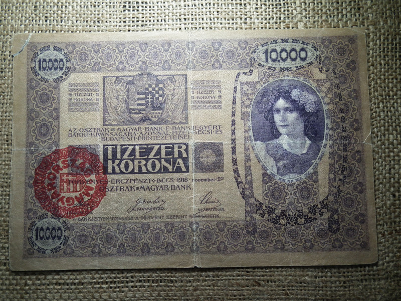 10000 korona 1918 , Magyarország felülbélyegzés 