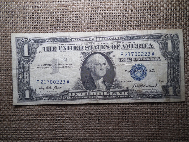 USA 1 dollár 1957 , kék pecsét , dollar 