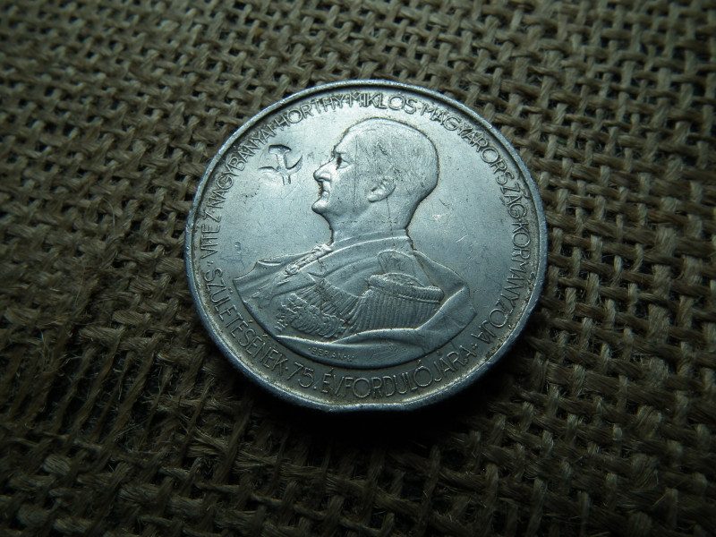 5 pengő 1943 , Horthy Miklós  , Sarló kalapács   ellenjeggyel 