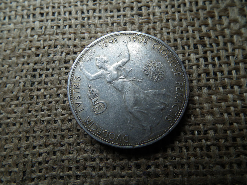 Ezüst 5 korona 1908 , corona , Ferenc József , 1848 