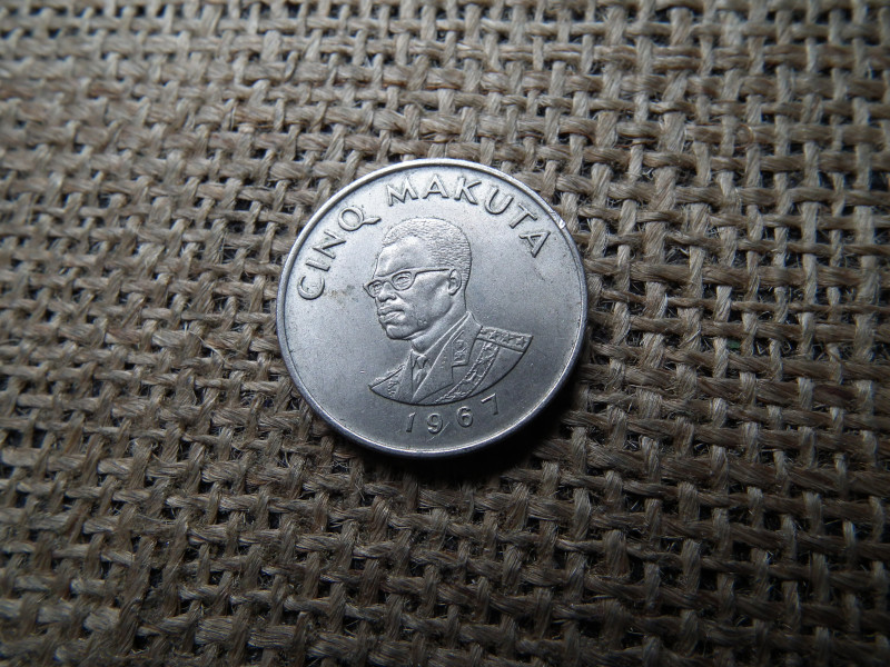 Kongó 5 makuta 1967 , congo 