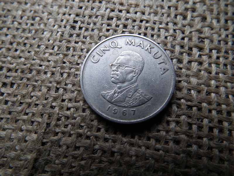 Kongó 5 makuta 1967 , congo 