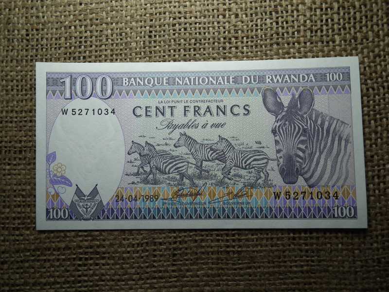 Ruanda 100 francs 1989 , UNC , C1