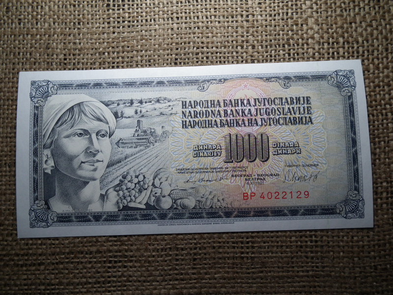 Jugoszlávia 1000 dinara 1981 , dínár , UNC , C1