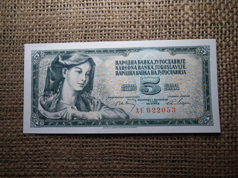 Jugoszlávia 5 dinara 1968 , dínár , UNC , C1