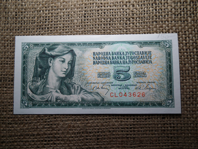 Jugoszlávia 5 dinara 1968 , dínár , UNC , C1