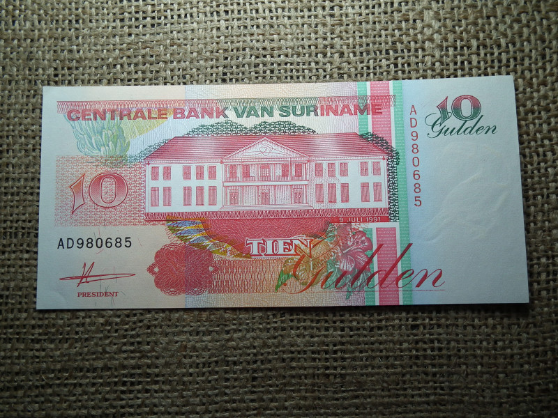 Suriname 10 gulden 1991 , UNC , C1