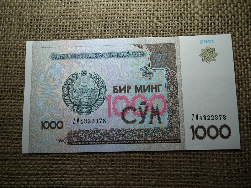 Üzbegisztán 1000 som 2001 UNC , C1